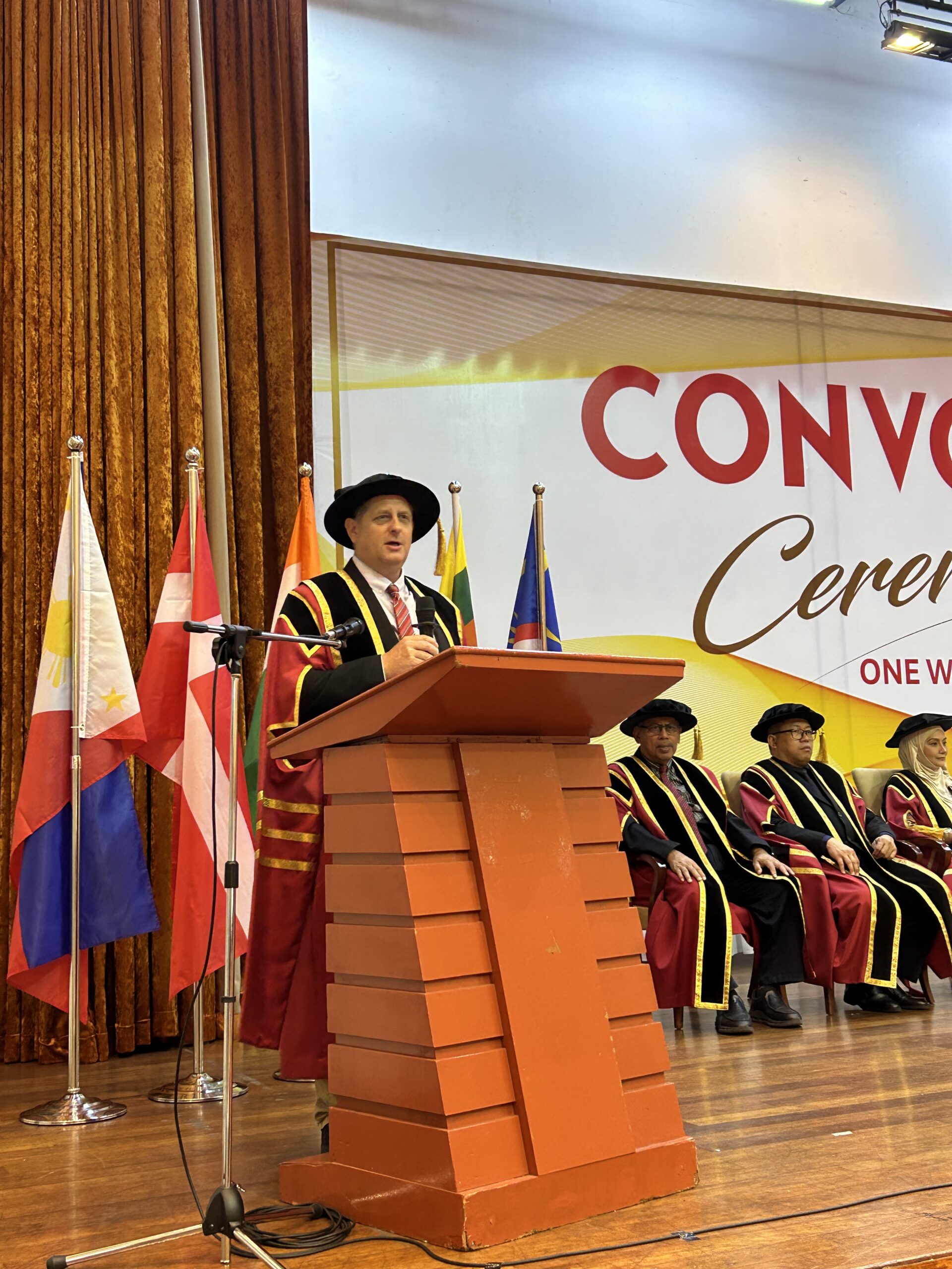 Academic speaker at an international graduation ceremony